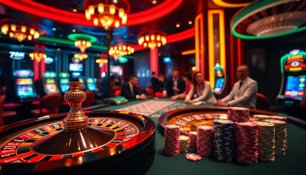 Experience the thrill of 789 win with vibrant casino elements including cards and roulette wheels.