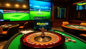 Khela88 players engaging in exciting casino games with vibrant tables and betting options.