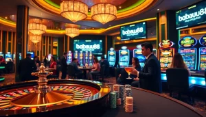 Experience thrilling action at https://babu88.global/ with players engaging around a vibrant casino scene.