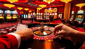 Excited players enjoying luxury gaming at 789win casino with roulette and poker.