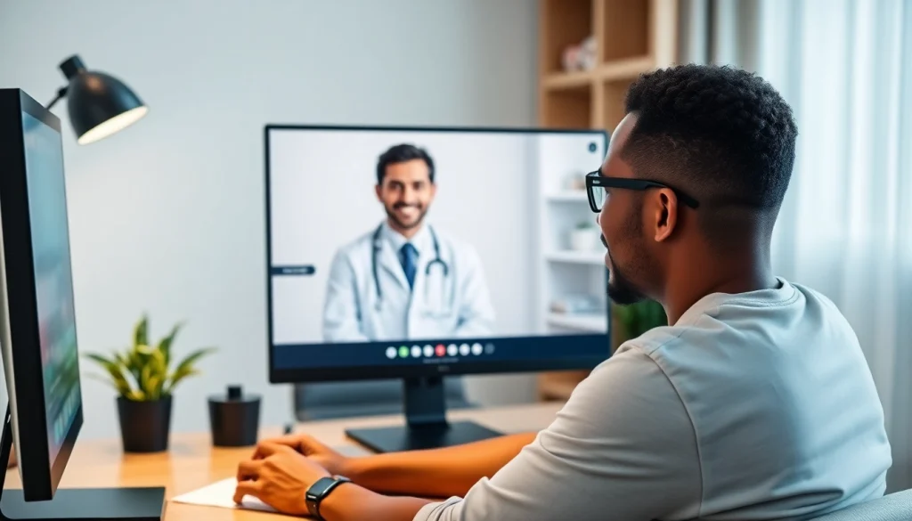 AGA治療のオンライン相談で患者と医師を写した場面（レバクリ口コミ）