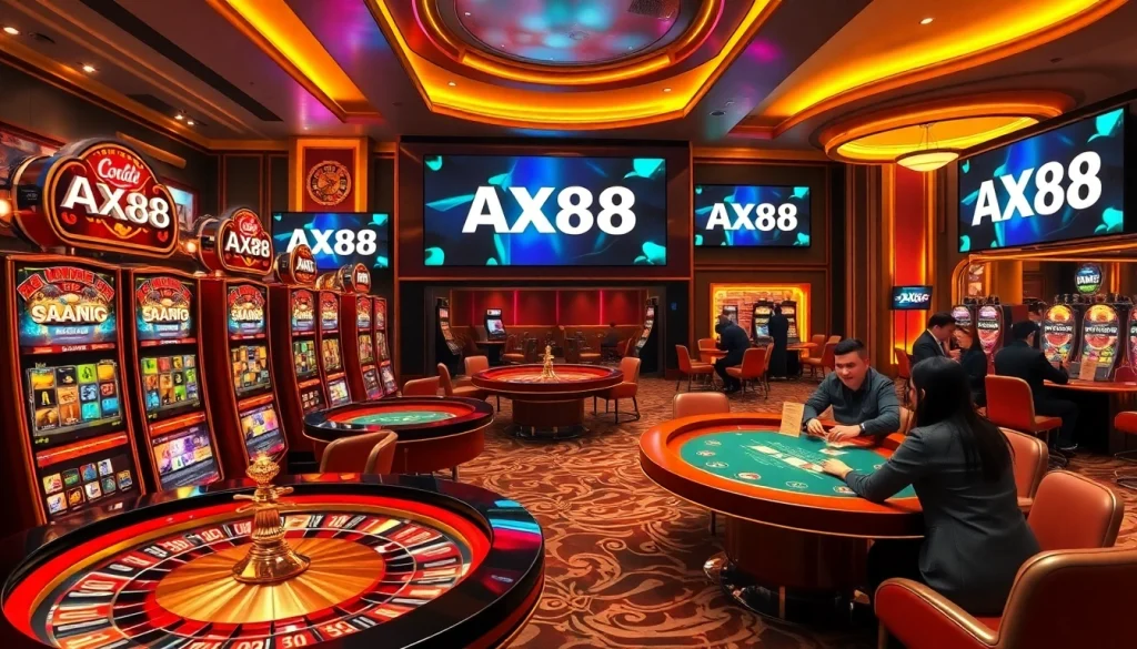 Experience excitement at AX88 online casino with vibrant gaming tables and high-stakes action.