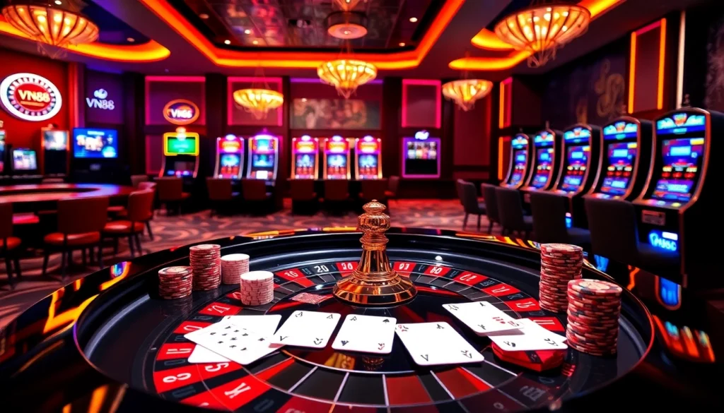 Experience the excitement of VN88 with vibrant casino tables and engaging games.
