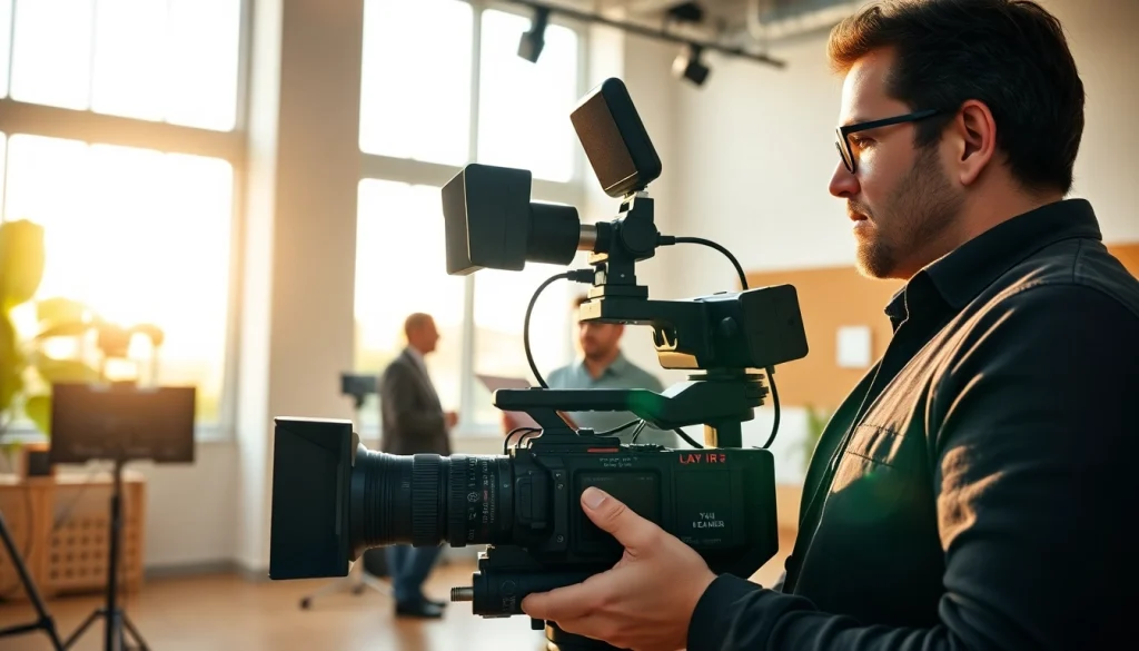 Engaging scene at a Video Production Company Calgary showcasing skilled filmmakers at work.