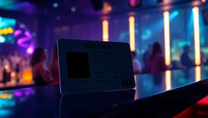 Discover authentic-looking Club21ids fake ID card with advanced security features in a vibrant club setting.