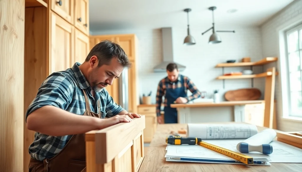 Showcasing skilled craftsmen in action during a home renovation project.