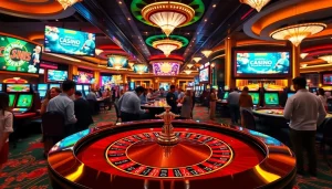 Experience the excitement of Canada casinos online with vibrant gaming action at a roulette table.