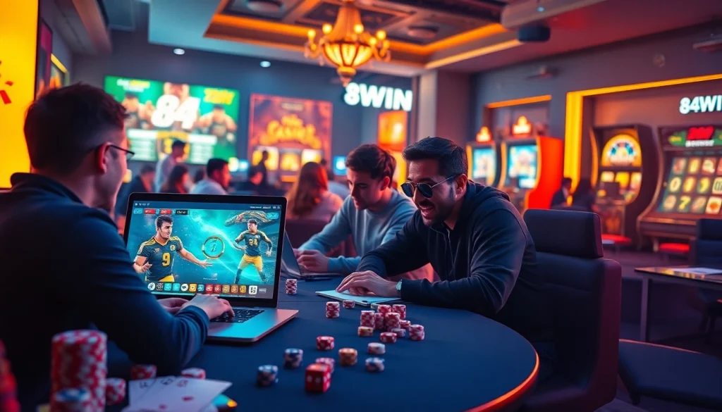 Engaging online gaming experience with 84WIN showcasing sports betting, live casino, and slot games.