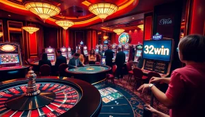 Experience the thrill of 32 win as players engage at a luxurious casino table.