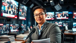 Cover live events at https://emiratenewsday.com with a dedicated news reporter in a bustling newsroom.