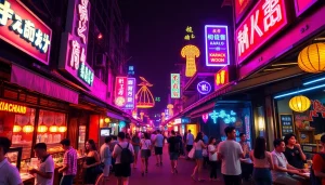 Experience the excitement of 베트남밤문화 with vibrant street scenes showcasing nightlife attractions.