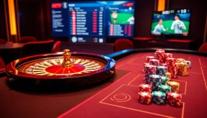 Lương Sơn TV offers an exciting online gambling experience with vibrant poker chips and live match updates.