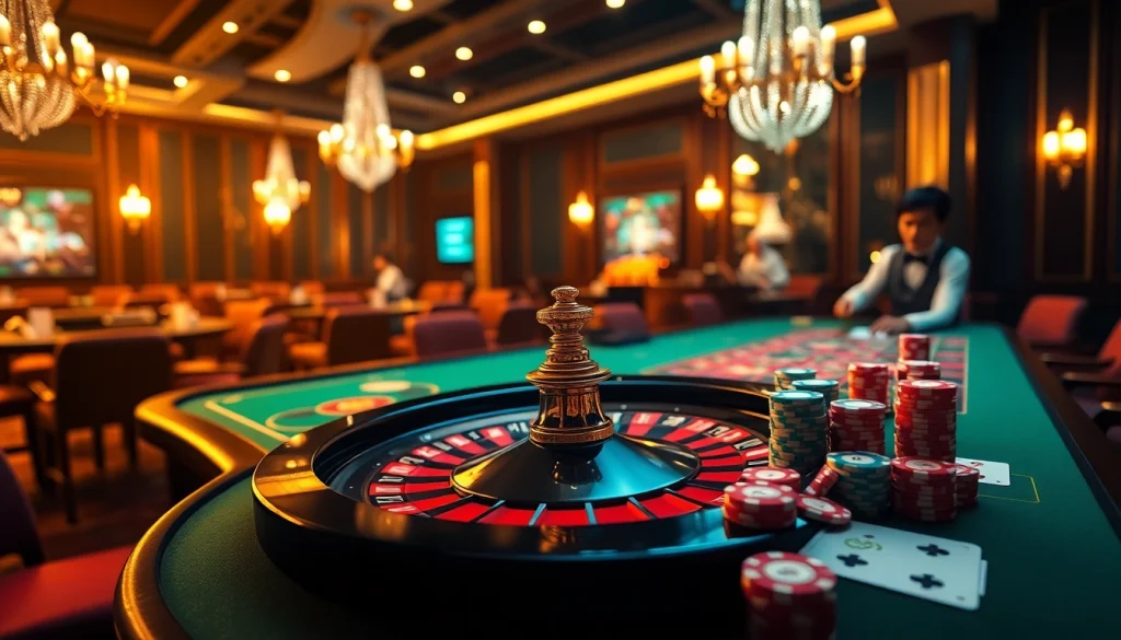 Experience GG88's thrilling casino games with vibrant tables and professional ambiance.