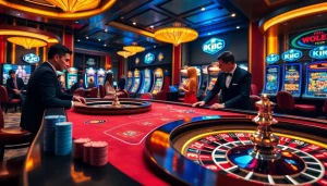 KJC casino gaming experience showcasing poker tables, roulette wheels, and luxury slot machines.