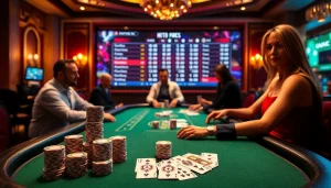 Experience thrilling gameplay at https://fabet.free/ with vibrant casino games, poker chips, and live action.