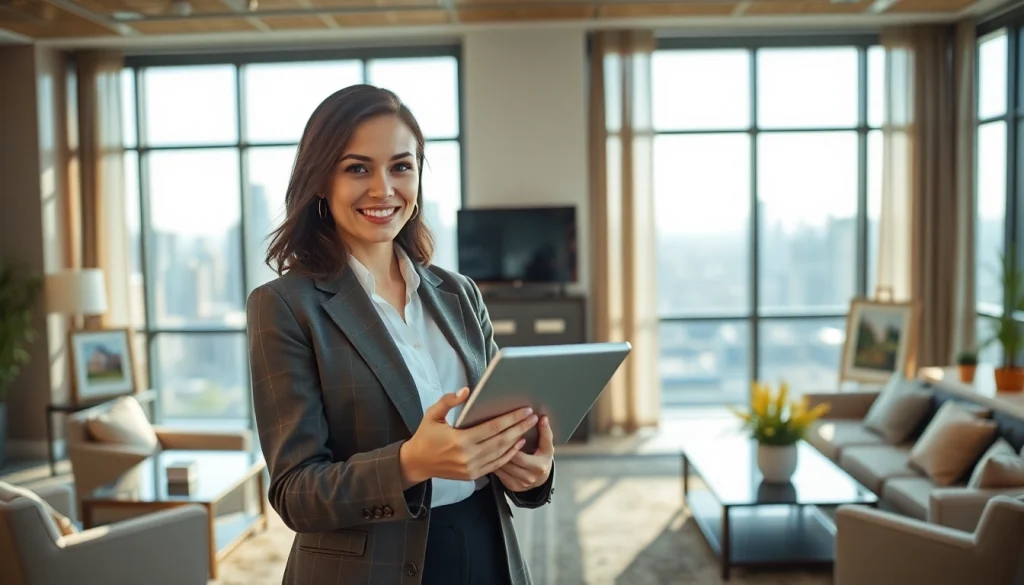 Guide prospective buyers in Real Estate consultations with a professional agent in a bright office.