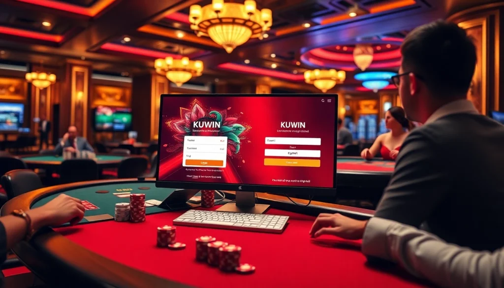 Kuwin đăng nhập on a vibrant gaming interface showcasing a luxurious casino environment
