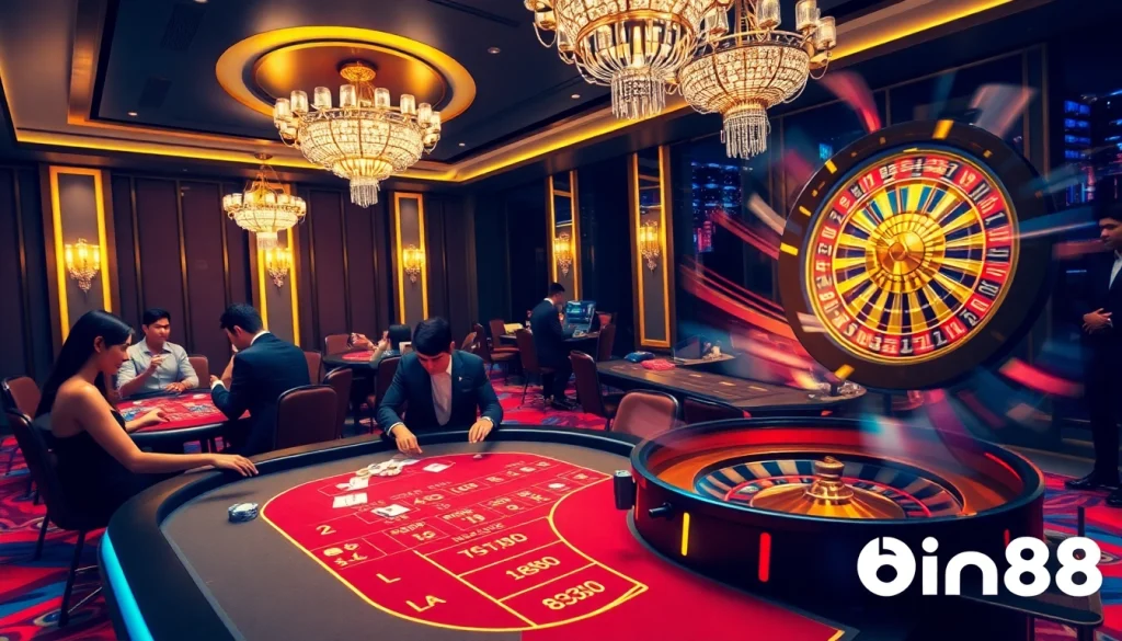 Experience thrilling Baccarat and Roulette action at Bin88's luxurious casino.