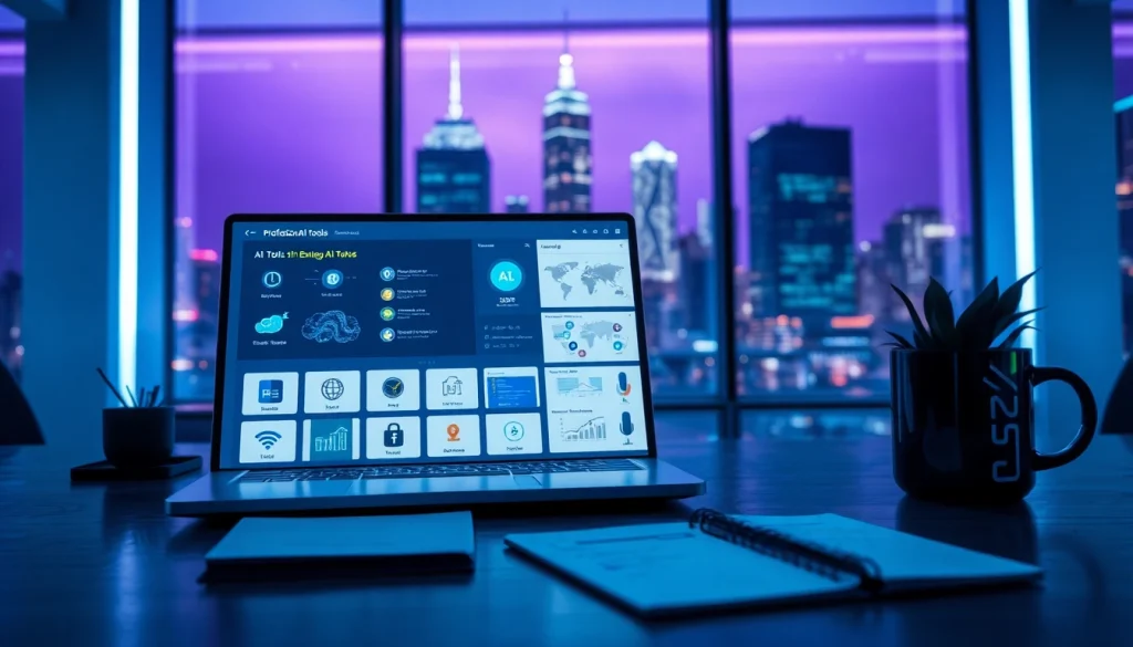 Showcase of Ai Tool Directory features on a digital workspace interface.