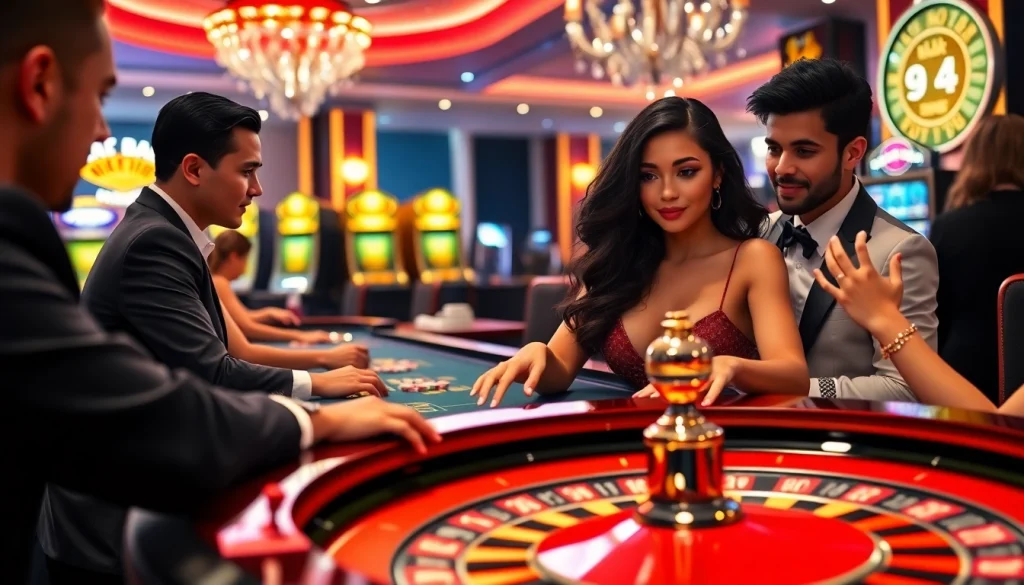 Experience thrilling moments at Bong99 with players enjoying live casino games and vibrant roulette tables.