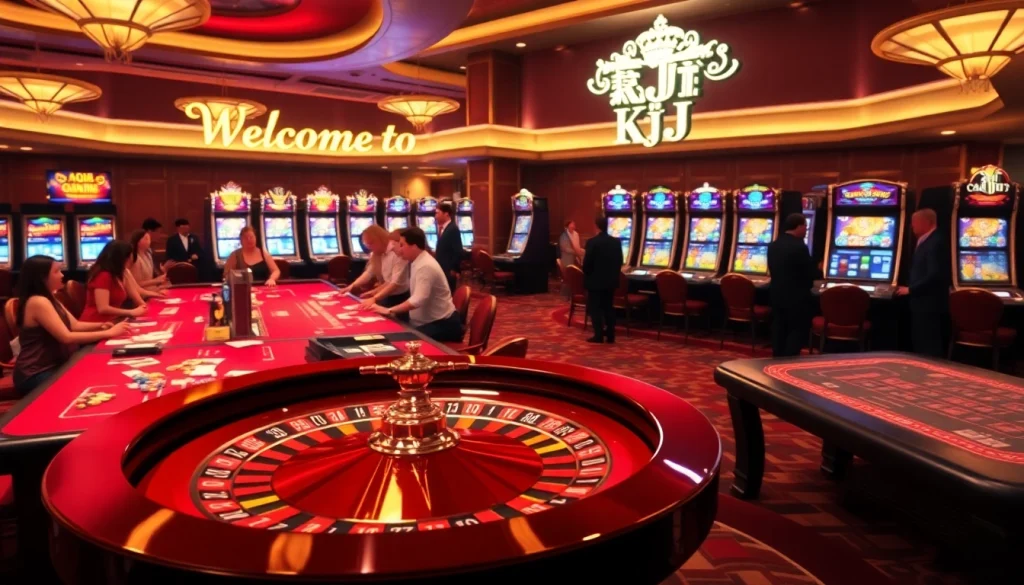 KJC casino experience showcasing vibrant tables and engaged players in a luxurious setting.