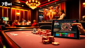 Experience the thrilling action of 78win with vibrant casino tables and eager players.