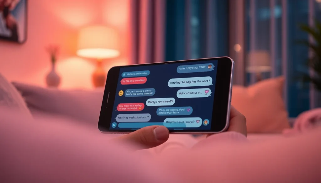 Engaging ai sex chat session on a digital device in a cozy setting.