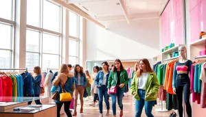 Shop at the RageOff online shop showcasing trendy fashion styles in a vibrant retail setting.