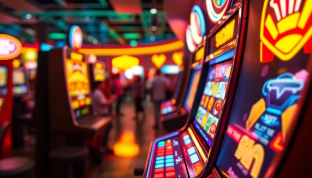 Bermain di slot machine zoom188 yang berwarna-warni dengan suasana yang penuh energi.