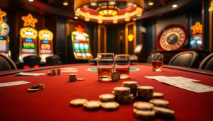 Experience thrilling gaming action at 8kbet with high-stakes poker and vibrant slot machines.