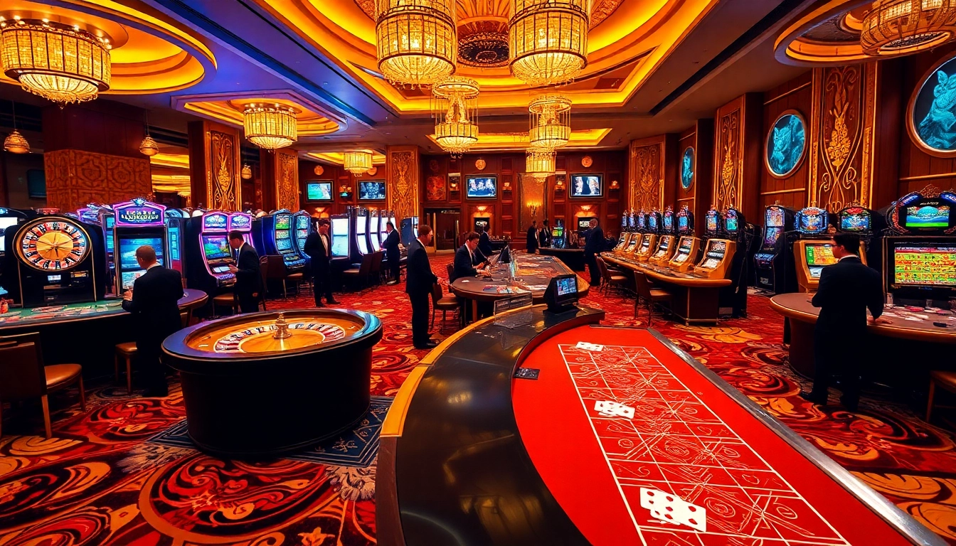 Experience excitement at https://f8bet.dental/ with vibrant casino games and elegant players enjoying their bets.