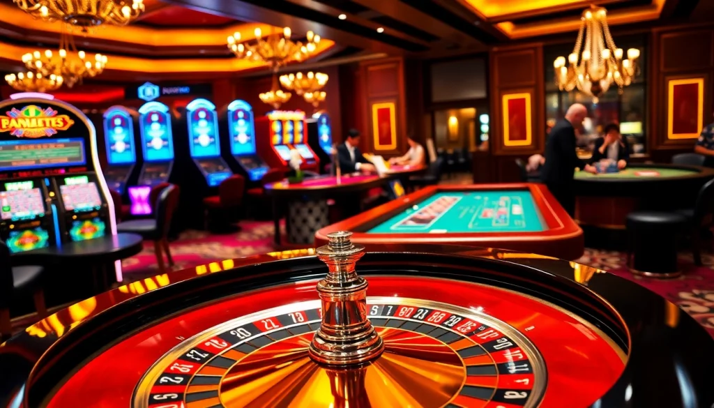 Betting excitement at KJC Trumpshop casino scene featuring roulette and poker tables