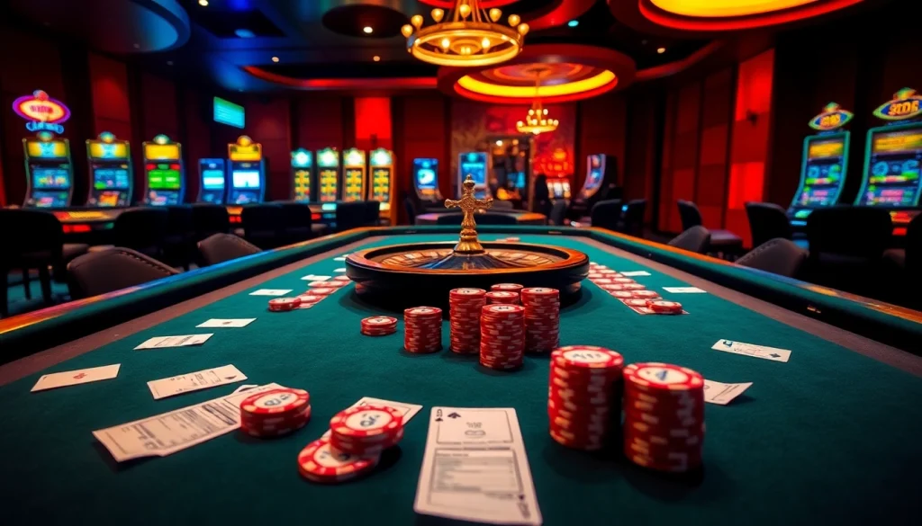 Thrilling poker action at 33BD casino, showcasing luxurious tables and vibrant gaming atmosphere.