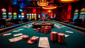 Thrilling poker action at 33BD casino, showcasing luxurious tables and vibrant gaming atmosphere.