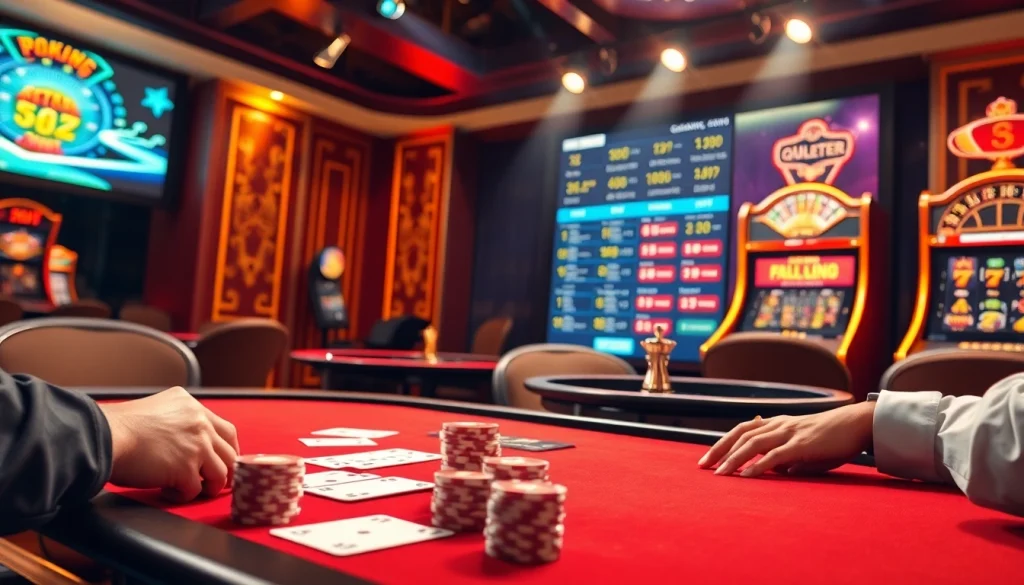 Engage in high-stakes poker with s8 chips in a glamorous casino setting.