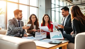 Team discussing competitor pricing strategies in a modern office with charts and data.