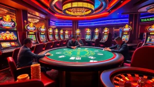 Experience thrilling gameplay at THABET, featuring vibrant casino tables and exciting slot machines.