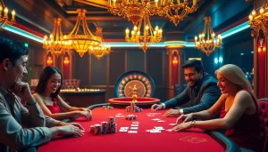 Players engaged in intense poker action at MMOO's luxurious casino tables.