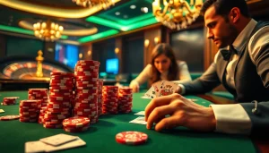 Engaging players in a thrilling poker game, highlighting bk8's luxurious casino experience.