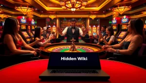 Players at a luxurious casino engaging in games, showcasing hidden wiki links for reliable gambling.