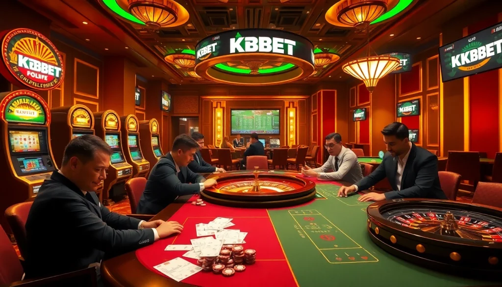 KBBET players expertly strategizing at a luxurious casino poker table.