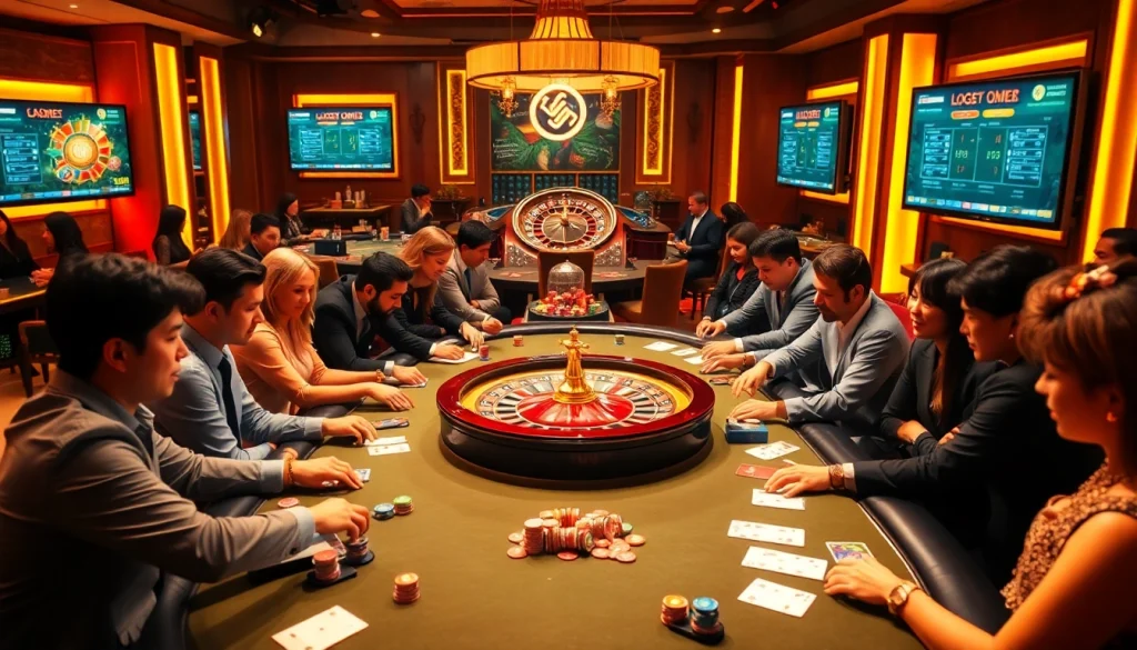 Players engaging in a thrilling game at a casino table, inspired by LC88 Marketing.