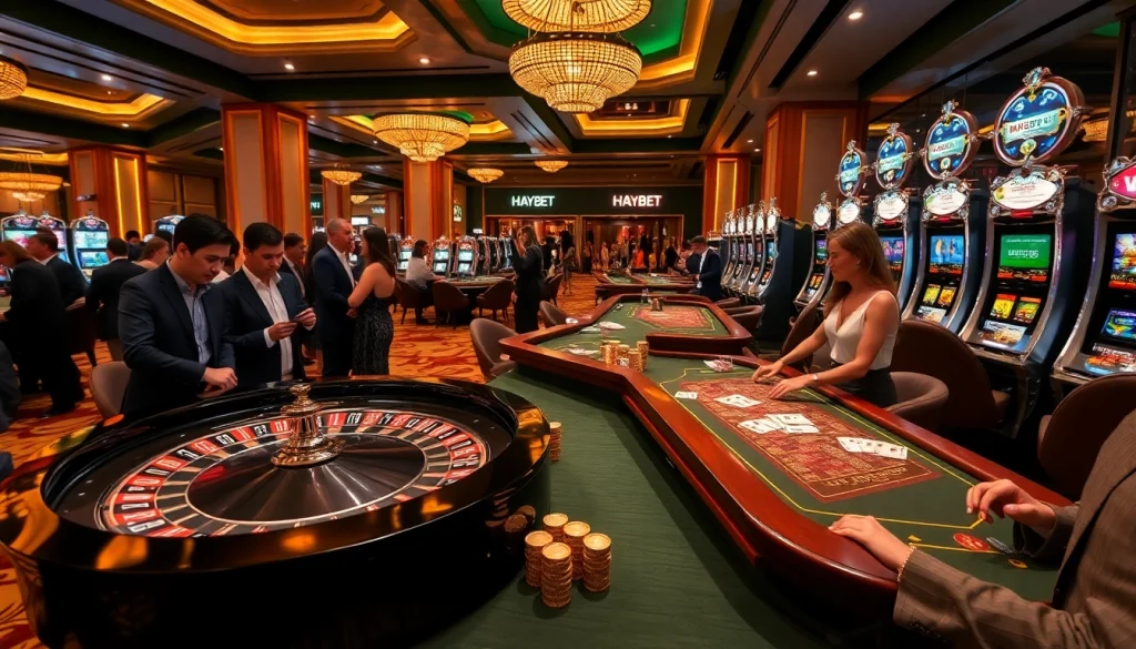 Experience luxury gaming at HAYBET casino with vibrant tables and stunning slot machines.