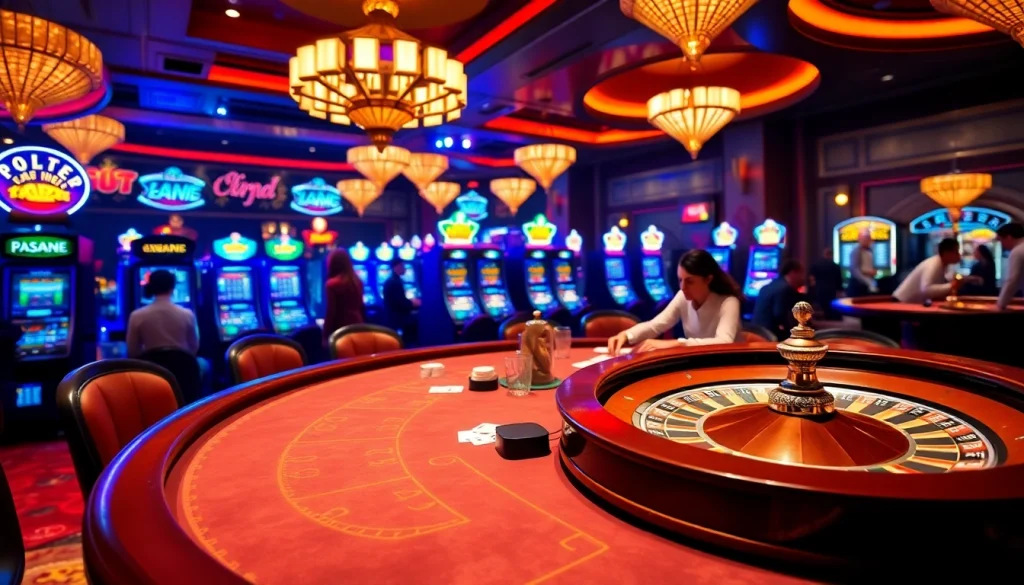 KJC casino experience with vibrant tables, high-stakes poker, and luxurious atmosphere.