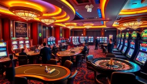 Bets being placed on the energetic casino floor of https://s8.boston/ with vibrant lights and thrilling games.