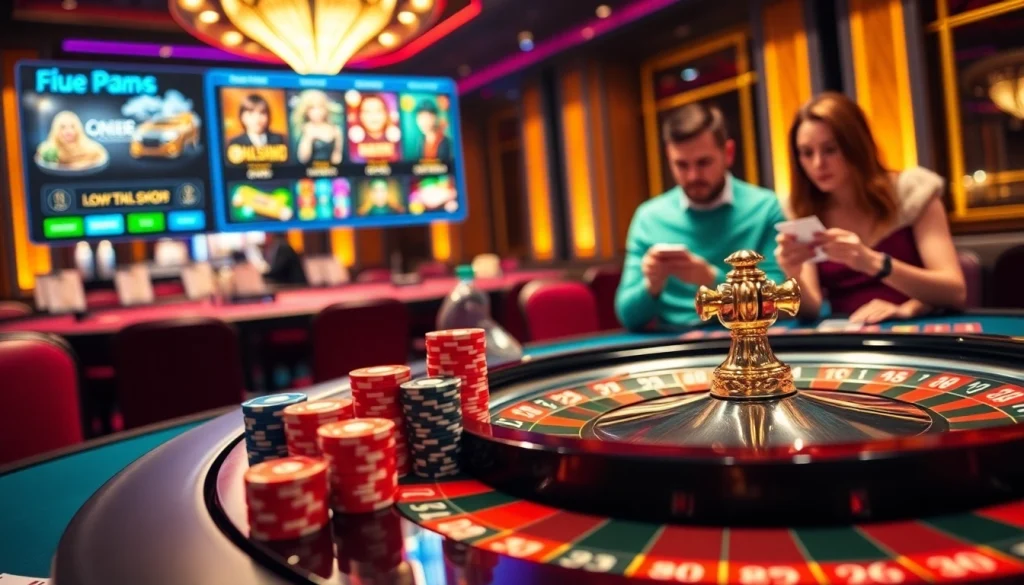 Luck8 casino scene with players engaging in games, highlighting the thrill of gambling.