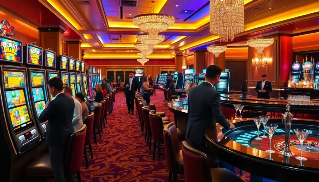Players enjoying the excitement of 222bd casino slots and games in a vibrant atmosphere.