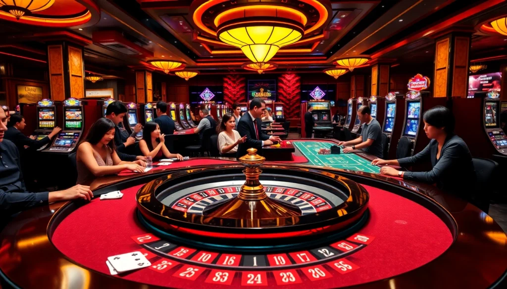 Players engage in thrilling games at UU88, showcasing poker chips and a roulette wheel.