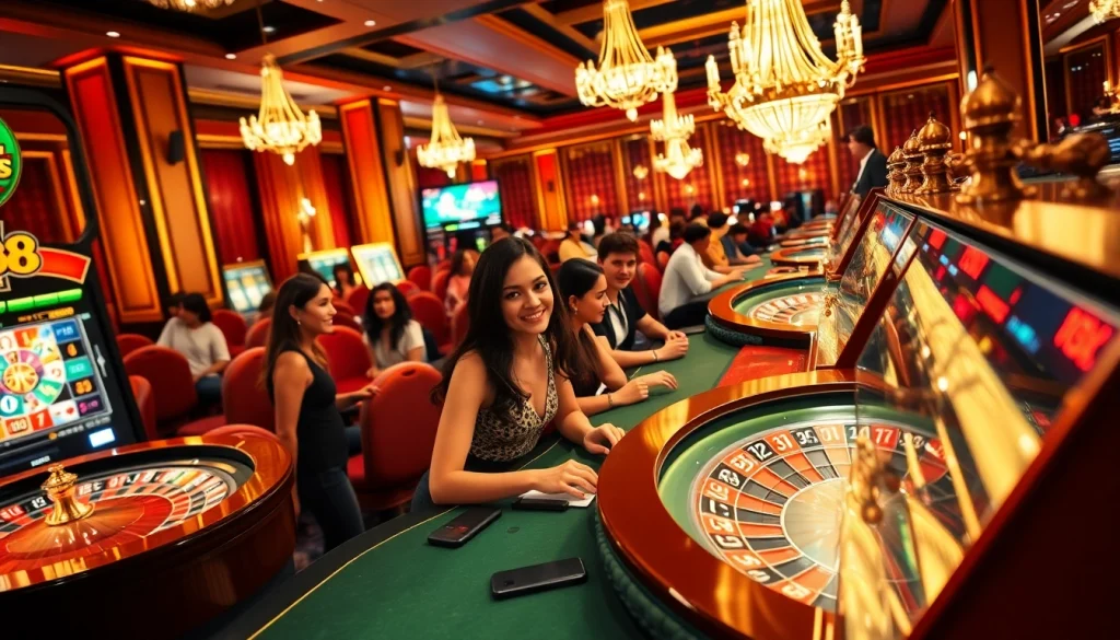 Players experiencing the excitement of the pg88 slot machine in a luxurious casino setting.