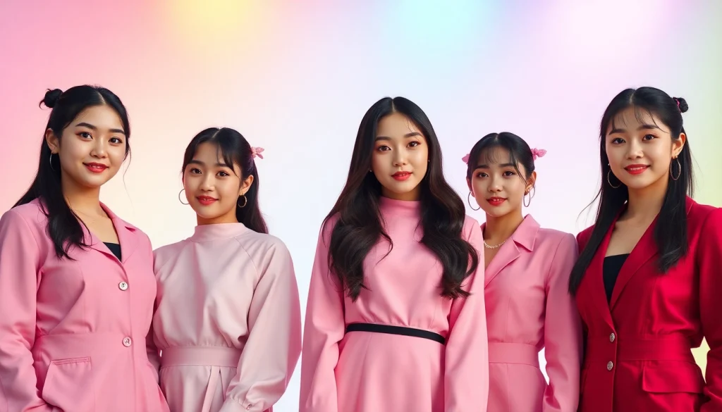 Blackpink members Jisoo, Jennie, Rosé, and Lisa posed together in a vibrant and energetic setting.